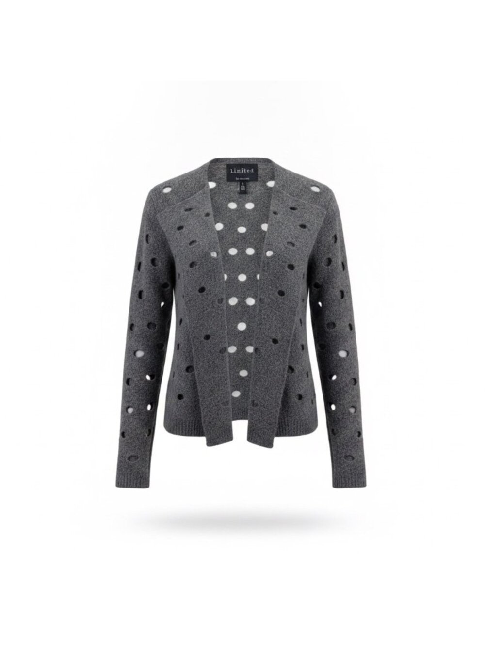 Limited Womens Gray Open Cardigan With Cutout Design Stylish Layering Size 0